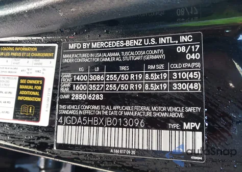 2018 Mercedes-Benz Gle 350 4Matic from USA, damaged, VIN 4JGDA5HBXJB013096